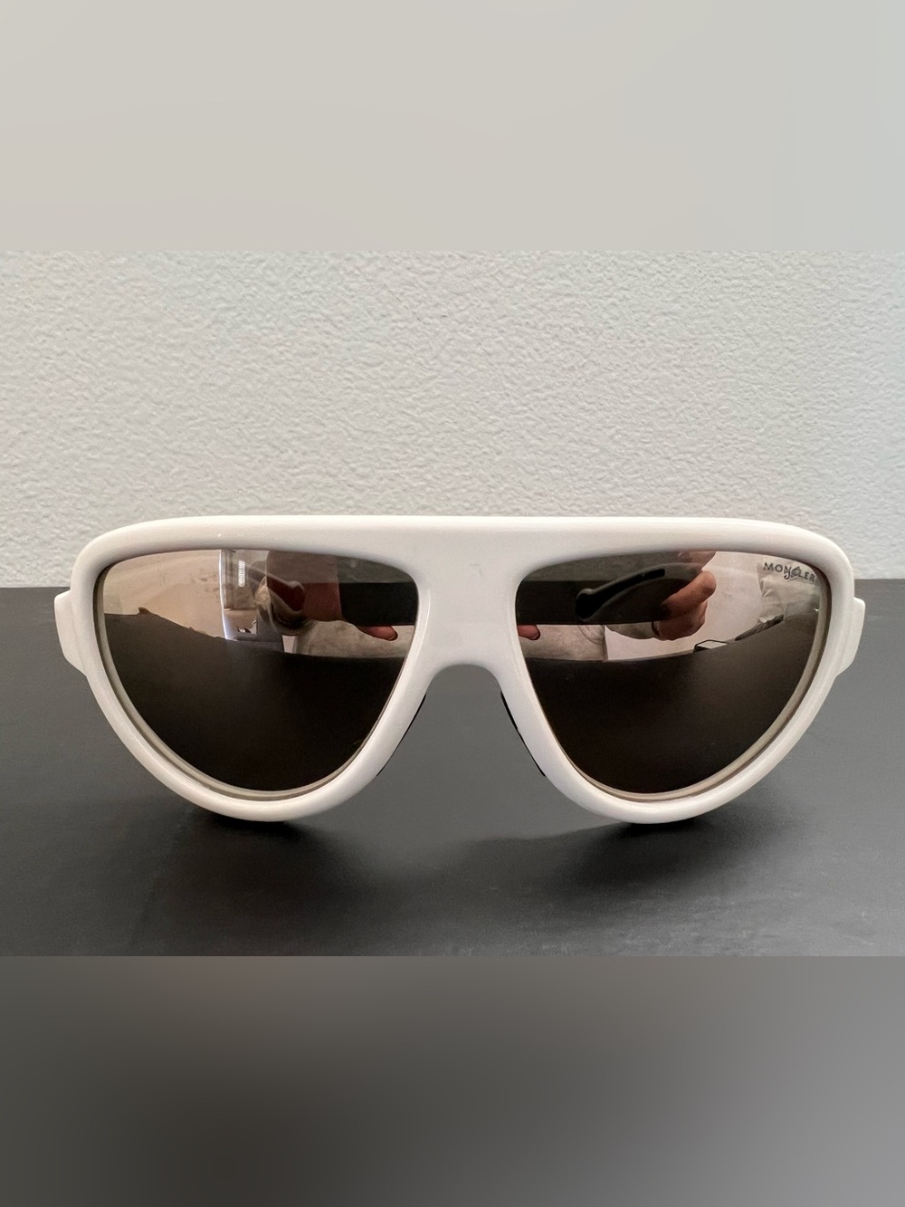 Moncler ML0089 21C White Shield Sunglasses Removable Leather Shields New $425